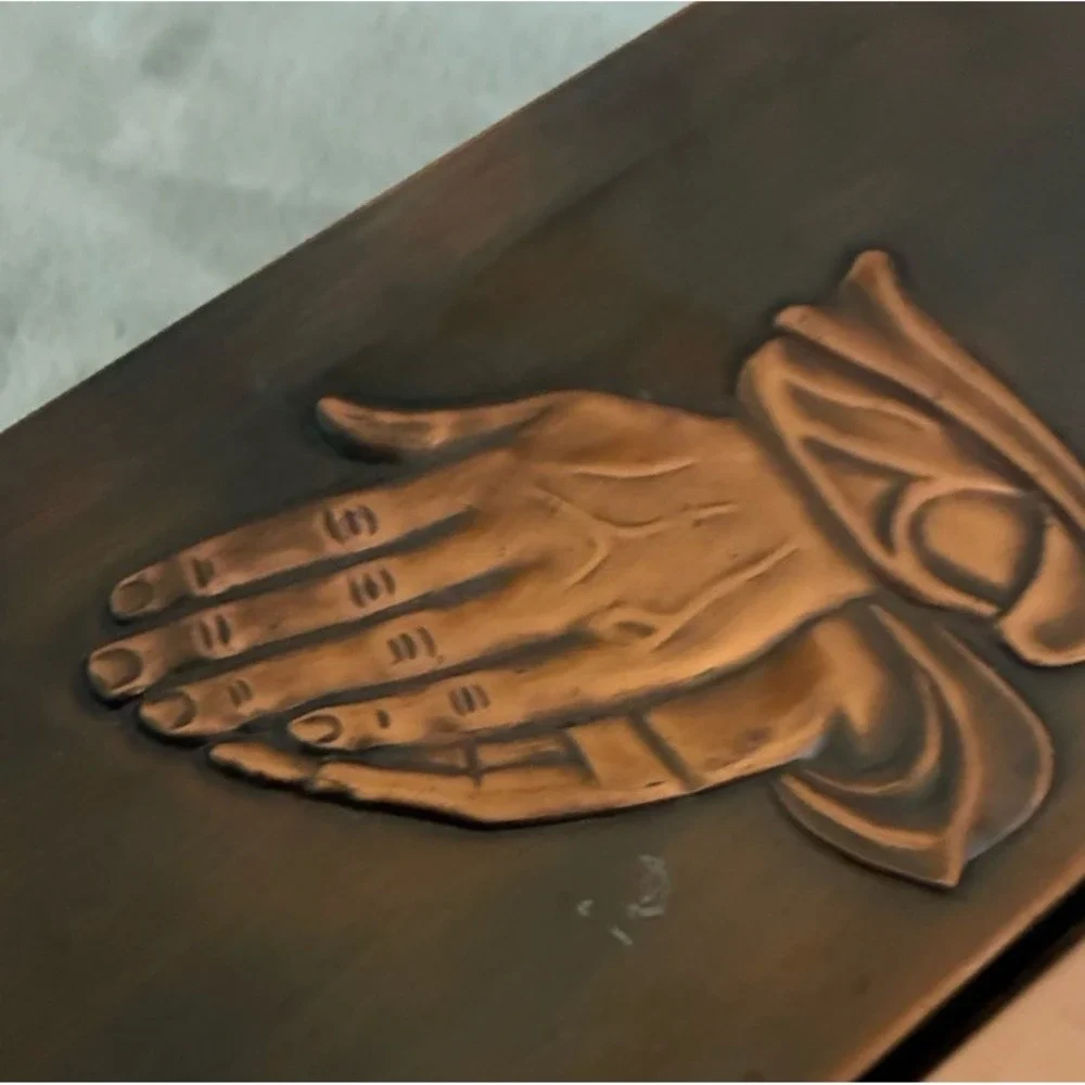 Vintage Copper Craft Napkin Holder Mail Letter‎  Praying Hands 7x4